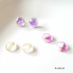 スターチスとパール＊小ぶりでシンプルなまんまる一粒イヤリング/ピアス