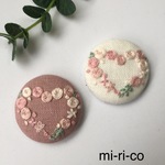 ハートの薔薇の花刺繍 ブローチ／ヘアゴム