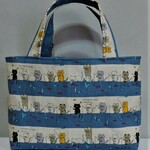 再x７販】🐈猫柄　ミニトートバック 内ポケット付き