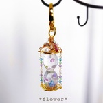 紫陽花が咲く💠季節の砂時計⏳　スノードーム　キーホルダー