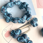 【2コセット】JIRI＊IVANA#czech beads#チェコビーズelephant21✖️20㎜　jet black/blue