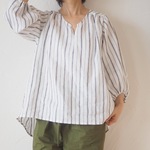 リネンストライプ７分袖トップス No.170
