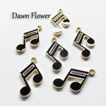 【D-0366】8pcs　音符　20×15mm　ブラック　チャーム