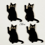 猫ちゃんアクリルパーツ　ブラック　4個セット