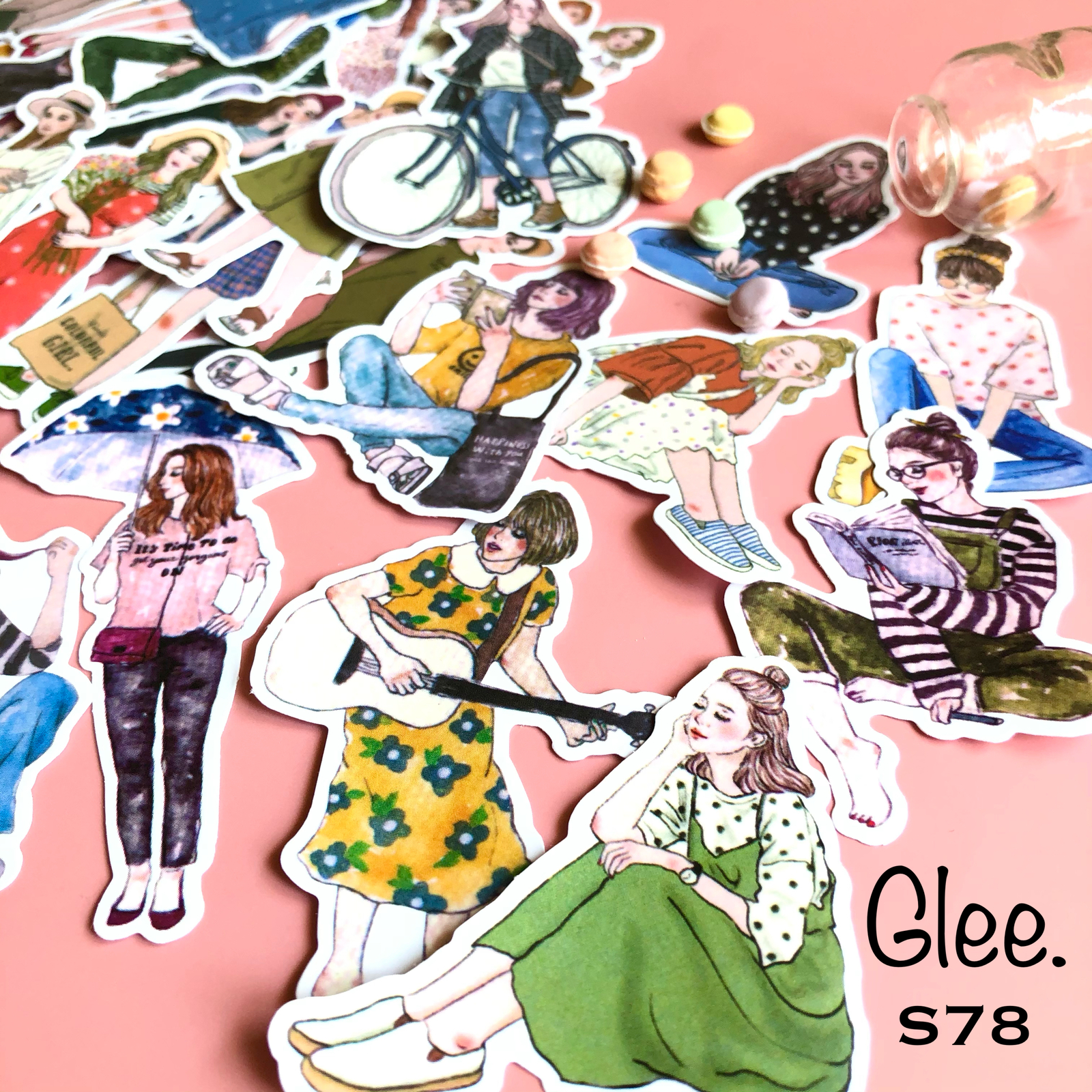 ☆新価格☆送料無料【S78 コラージュ素材】森ガール 女の子 ステッカー