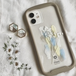 全機種対応　Iphoneケース　スマホケース　ニュアンスケース風インナーシート（パステルブルー×イエロー）