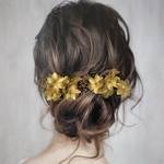 《再販》ゴールド ドライフラワー ヘッドパーツ 髪飾り ヘアアクセサリー 和装 ブライダル かすみ草 前撮り
