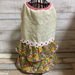 【犬服】※一点限り　花柄フリルワンピース