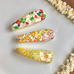 ✽花柄パッチンピン✽ ヘアピン３本セット💐黄色 イエロー 