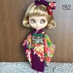 No.132 アイシードール　ネオブライス　りかちゃん振袖　紫　扇に花、鞠
