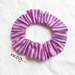 Colorful*°stripe猫シュシュ首輪(ピンク×紫)