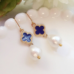 ❅Blue Flower×しずくコットンパール❅ [ピアス/イヤリング] -101-