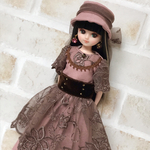 リカちゃんサイズ　22cmドールサイズ　アンティーク風ドレス　chocolat pink