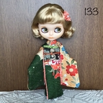 No.133 アイシードール　ネオブライス　りかちゃん振袖　京友禅　緑　クリーム色に花金彩