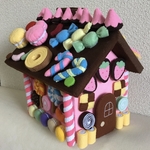 m121008さまご予約品！お菓子の家！お菓子がマジックテープで外せるタイプ　(ピンク) フェルトままごと★香★