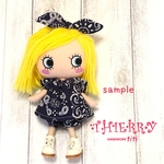 ☆THIERRY☆イーマリーちゃん着せ替えお洋服 紺バンダナ柄チュニック　かぼちゃパンツ　うさ耳ヘアーゴム