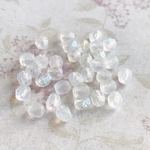 【4㍉ 50個】ファイヤーポリッシュ＊Aurora white＊チェコビーズ＊オーロラ＊白＊ホワイト＊FP＊AB＊雪＊スノー