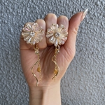 キラキラクリアフラワーピアス　White2