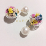 フラワーガラスドームピアス