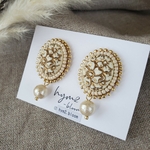 Ivoryドイツカボションビーズ刺繍ピアス/イヤリング