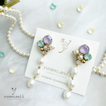 淡水パール　＆　パステルカラービジューピアス　イヤリング