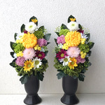 プリザーブドフラワーの仏花☆高さ28cmプリザ黄色菊ピンク白仏花小菊お供えお悔みに