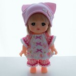 メルちゃんサイズ　パジャマ3点セット　お花柄　ピンクチェック　服　ソランちゃん　レミンちゃん
