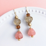 薄紅灯る中華ランタン風オリエンタルピアス/イヤリング