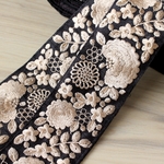 インド刺繍リボンᢂ ブロンズカラーフラワー① インド刺繍/刺繍リボン/刺繍/リボン/シルクリボン/シルク/トリム/ブレード/ジャガードリボン/チロリアンテープ/レース/