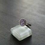 ブラッドショットアイオライト　　CZグルーブリング　SILVER925　