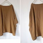 キャメル色▼ふわふわ厚めガーゼのサイドポケットチュニック ▼肩落ち/フリー