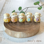 【受注製作】ミニチュアどうぶつがはさまったミニチュアシュークリーム［ひよこ、うさぎ、いぬ、くま、ねこ］［ピアスorイヤリングにも加工可能］