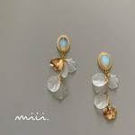 再々販＊人気＊ゴールド×天然石オパール×フラワー ピアス イヤリング