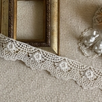 2ⅿ　ヴィンテージ風 Flowerスカラップ刺繍ケミカルレース4.0 cm 幅 ca40-01