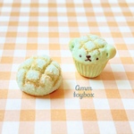 くまメロンパンカップケーキ【観賞用/ピアス/イヤリング】