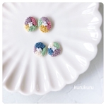 パステルカラーの刺繍のピアス【パーツ変更可】