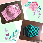 和柄　子供用  ✩ 立体マスク ✩ 麻の葉　市松　涼感　抗菌ガーゼ　抗ウイルス　冬マスク