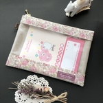 (再)カードも入るお薬手帳&保険証ケース『Felicite』ピンクベージュ ●リバティビニコ　ラミネート　PVC