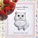 ︎ ビーズ刺繍ブローチ　✳︎美人なチンチラ猫さま✳︎  /動物/猫/白い猫/可愛い