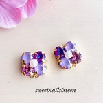 紫陽花ピアス/イヤリングパープルゴールド