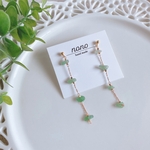 【再販】天然石✿グリーン華奢チェーンピアスイヤリング サージカルステンレス nonoacs 不揃い 