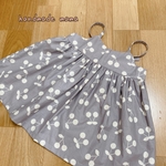 80〜120㎝　モノトーンチェリー柄キャミワンピース　ナチュラルコットン生地　バックリボンワンピース