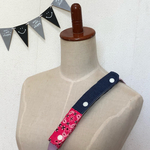 水筒ショルダー肩紐カバー デニムプリント＋バンダナ柄ピンク/生成り