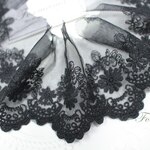 片山チュール綿刺繍レース 1m 花 黒 (LFL652BKHWKY)