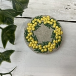 【刺繍】ミモザのリース　