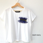 チュール×ジップドルマンTシャツ ホワイト