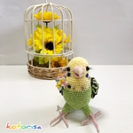 【piisuketai様❤️ご予約品】セキセイインコ　ノーマル　グリーン　インコ　あみぐるみ　編みぐるみ　レース編み　コトリサ　kotorisa ドール　人形　ぬいぐるみ　ハンドメイド　手作り