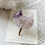 天然石⭐︎猫のポニーフック⭐︎アメジスト⭐︎クンツァイト
