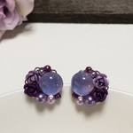 ラベンダー色の薔薇とカボションのピアス