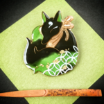 （黒狐）抹茶色のお狐様ブローチ（Brooch of  fox 〜japanese green tea〜 ）